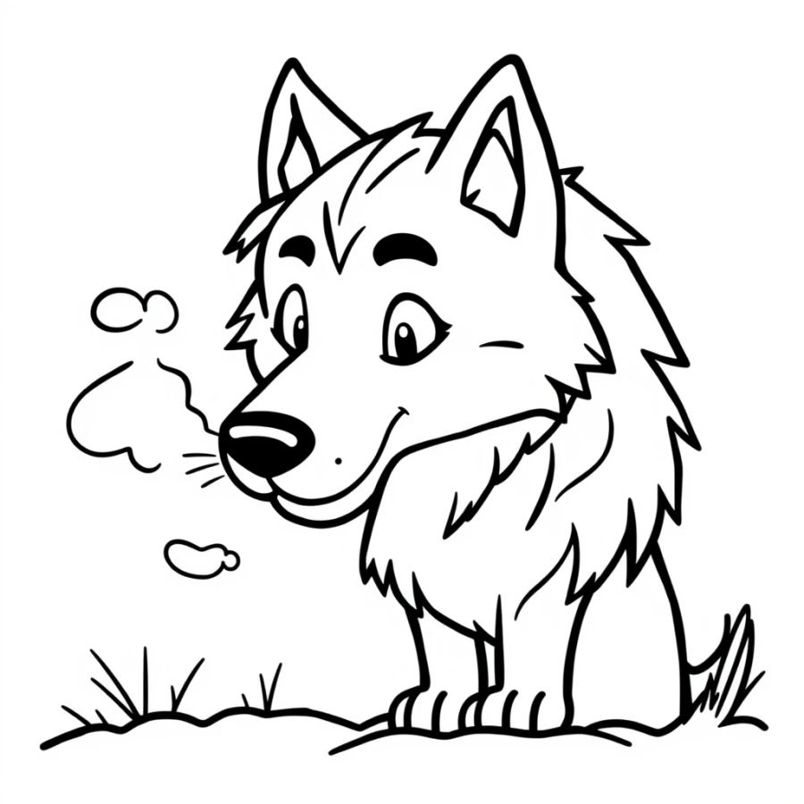 Wolf Breath Fogging Up The Cold Air Coloring Page