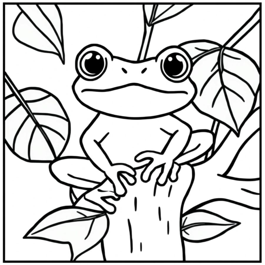 Vibrant Jungle Tree Frog Coloring Page