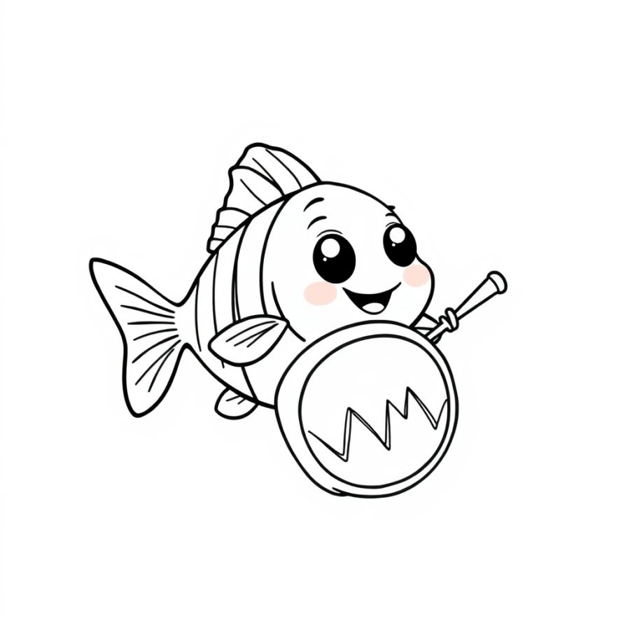 Angelfish Fluttering To The Rhythm Of A Drum Solo Coloring Page