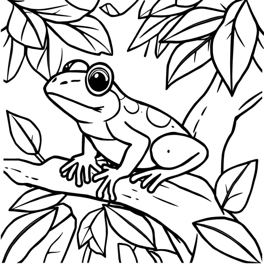 Vibrant Jungle Tree Frog Coloring Page