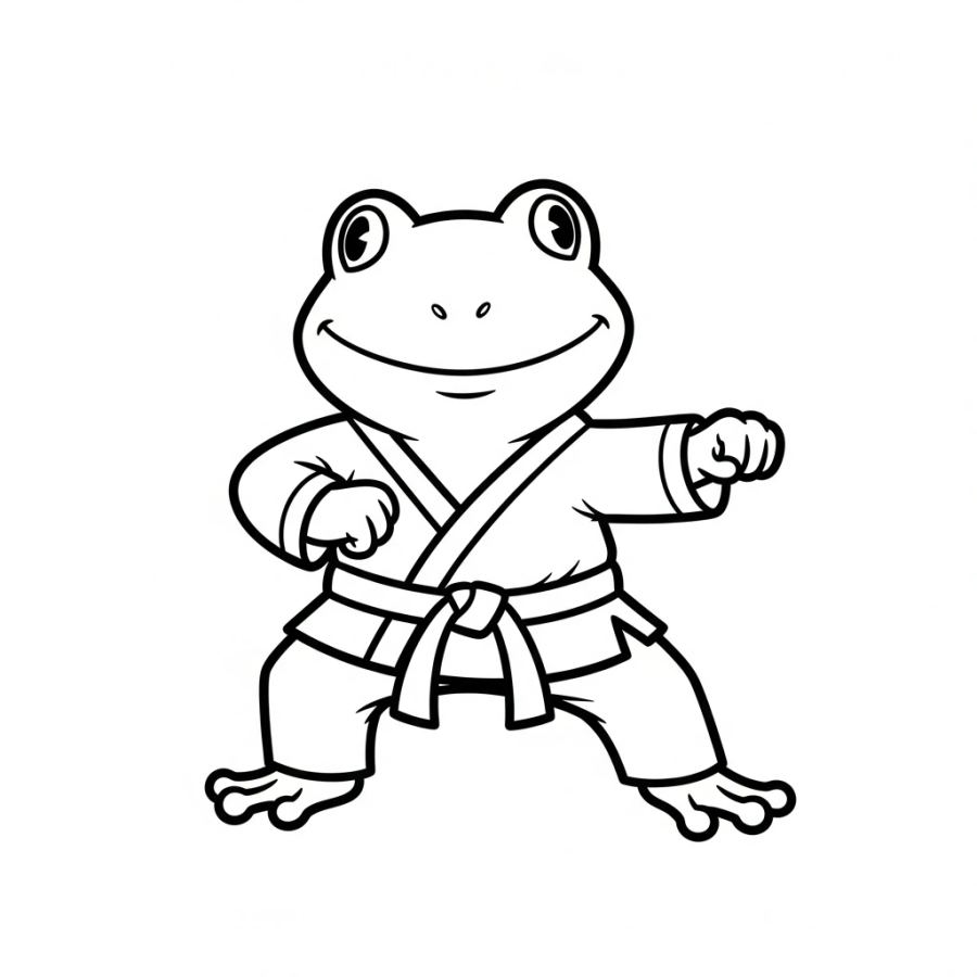 Kickin' Karate Frog Coloring Page