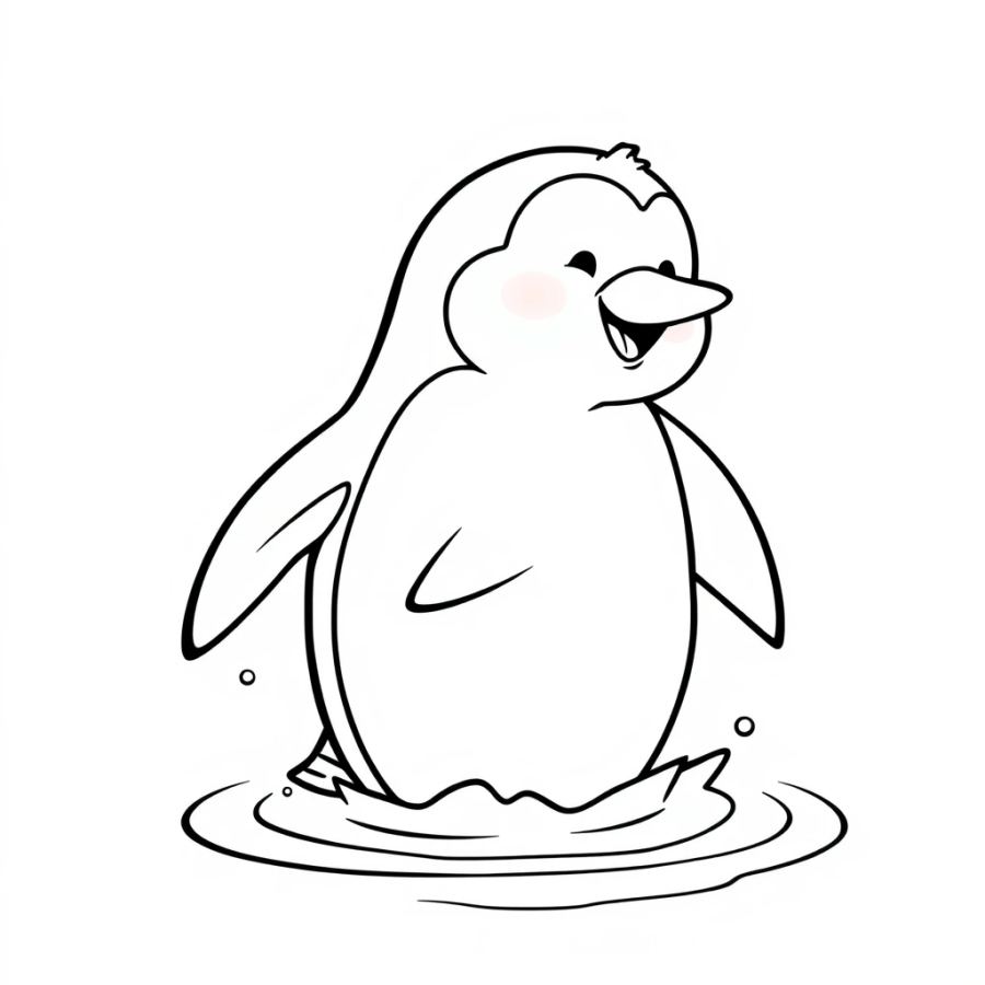 Penguin Shaking Off Water Coloring Page