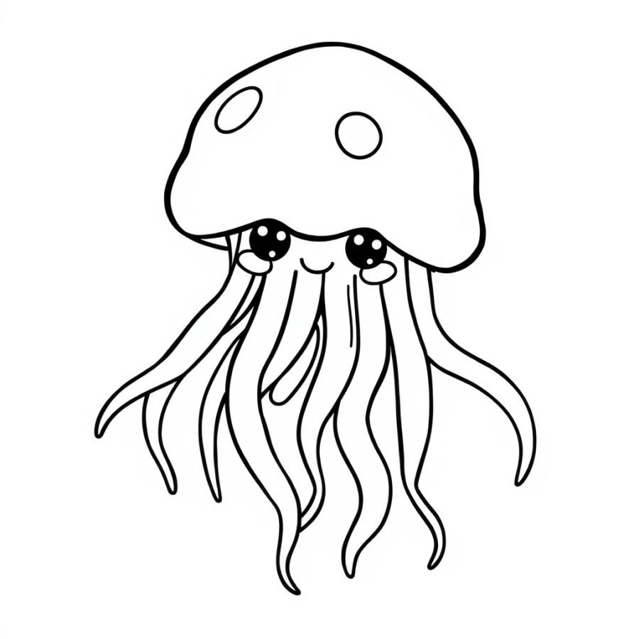 Jellyfish With Tentacles Made Of Gummy Worms Coloring Page