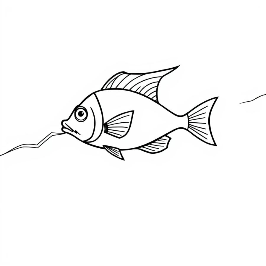 Angelfish Swimming Along A Sharp Zigzag Lightning Line Coloring Page