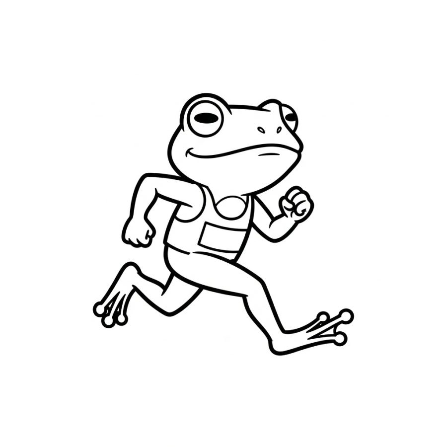Speedy Marathon Runner Frog Coloring Page