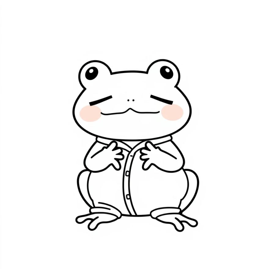 Cute Sleepy Frog in Pajamas Coloring Page