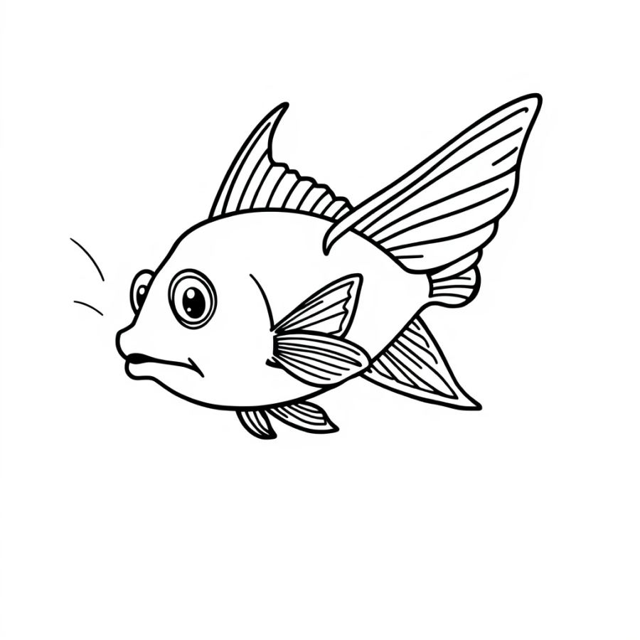 Angelfish Chasing A Deceptive Light Reflection Coloring Page