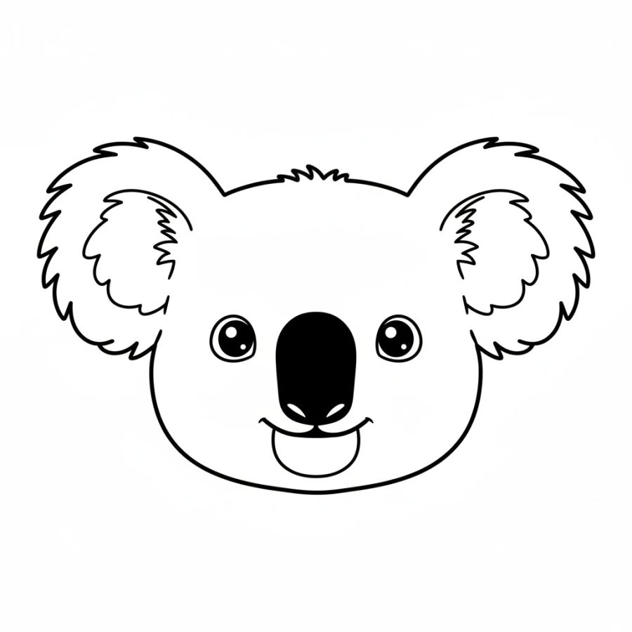 Koala Face Close Up Portrait Style Coloring Page