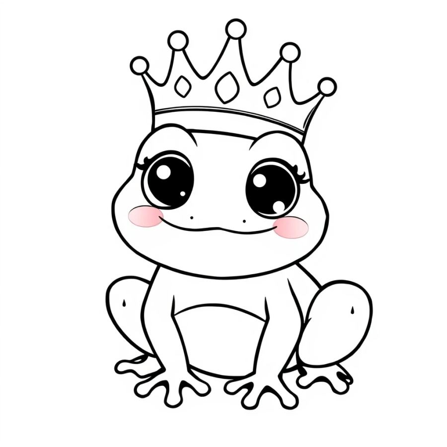 Charming Frog Prince wearing a Crown Coloring Page