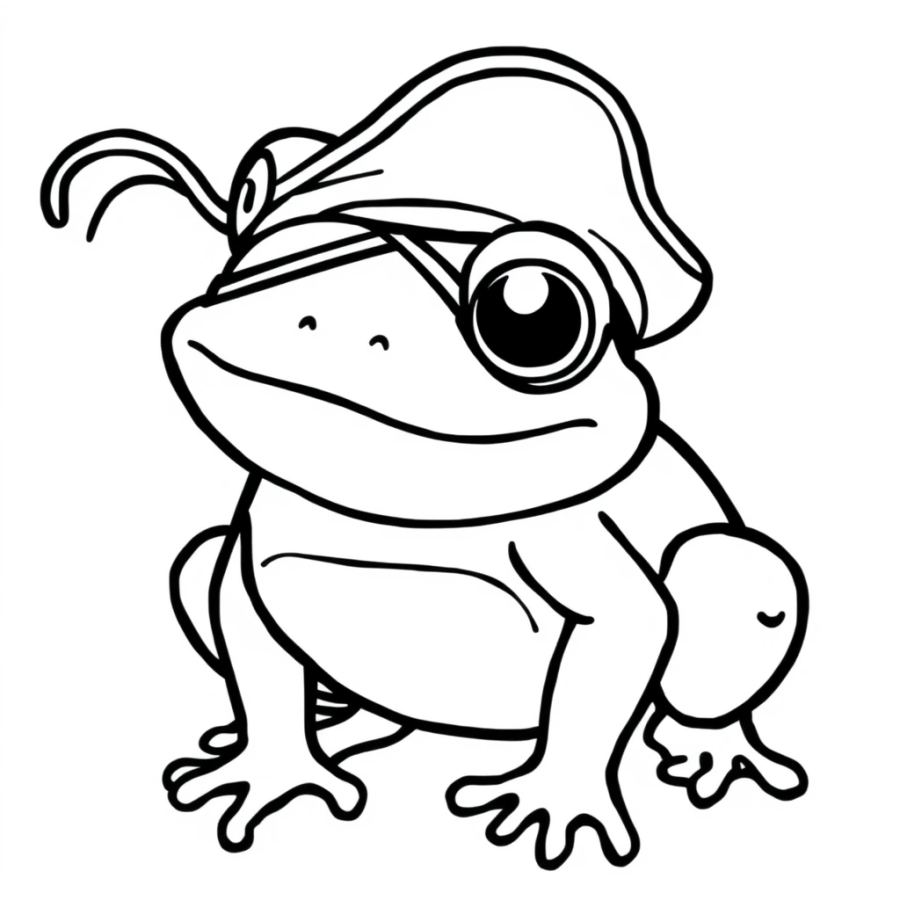 Swashbuckling Pirate Frog with Eyepatch Coloring Page