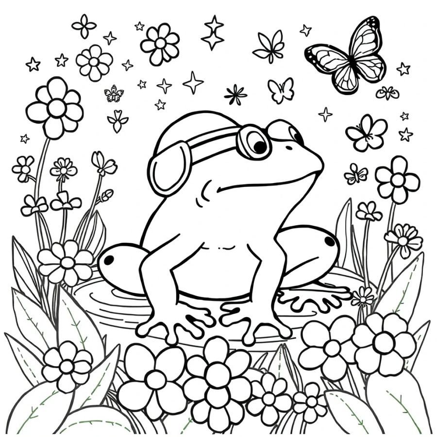Adventures in the Bayou: Cute Swamp Frog Coloring Page