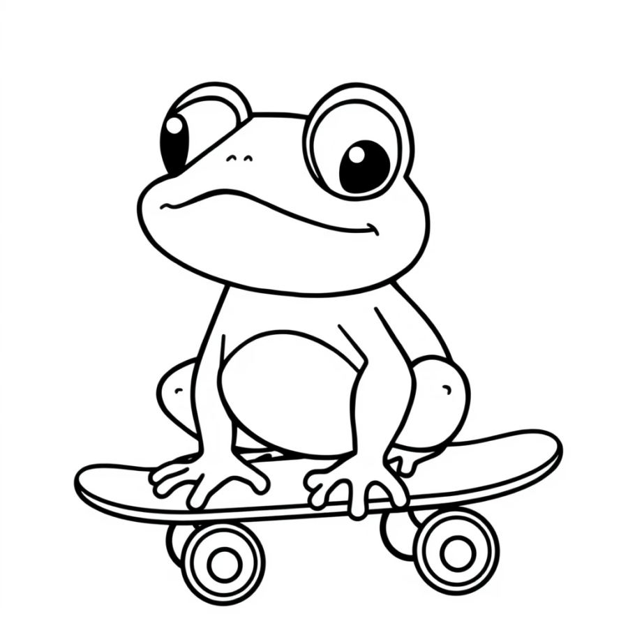 Cool Frog on a Skateboard Coloring Page