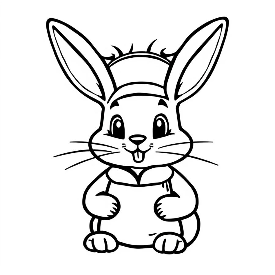 Bunny Chef Wearing A Toque Coloring Page