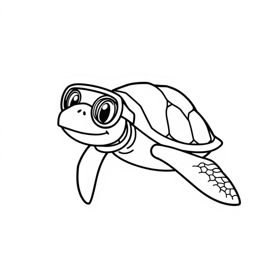 Snorkeling Turtle Coloring Page
