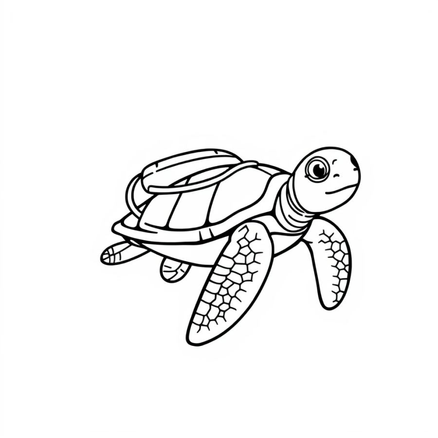Scuba Diving Turtle Coloring Page