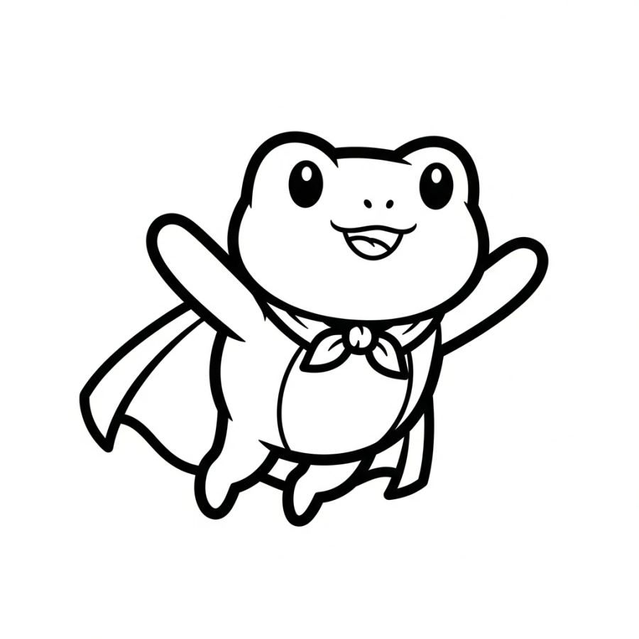 Super Frog to the Rescue! Flying Superhero Frog Coloring Page