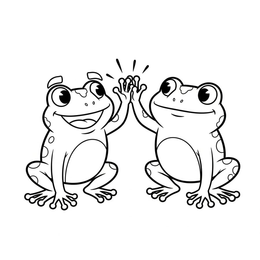 High-Five Frog Buddies Coloring Page