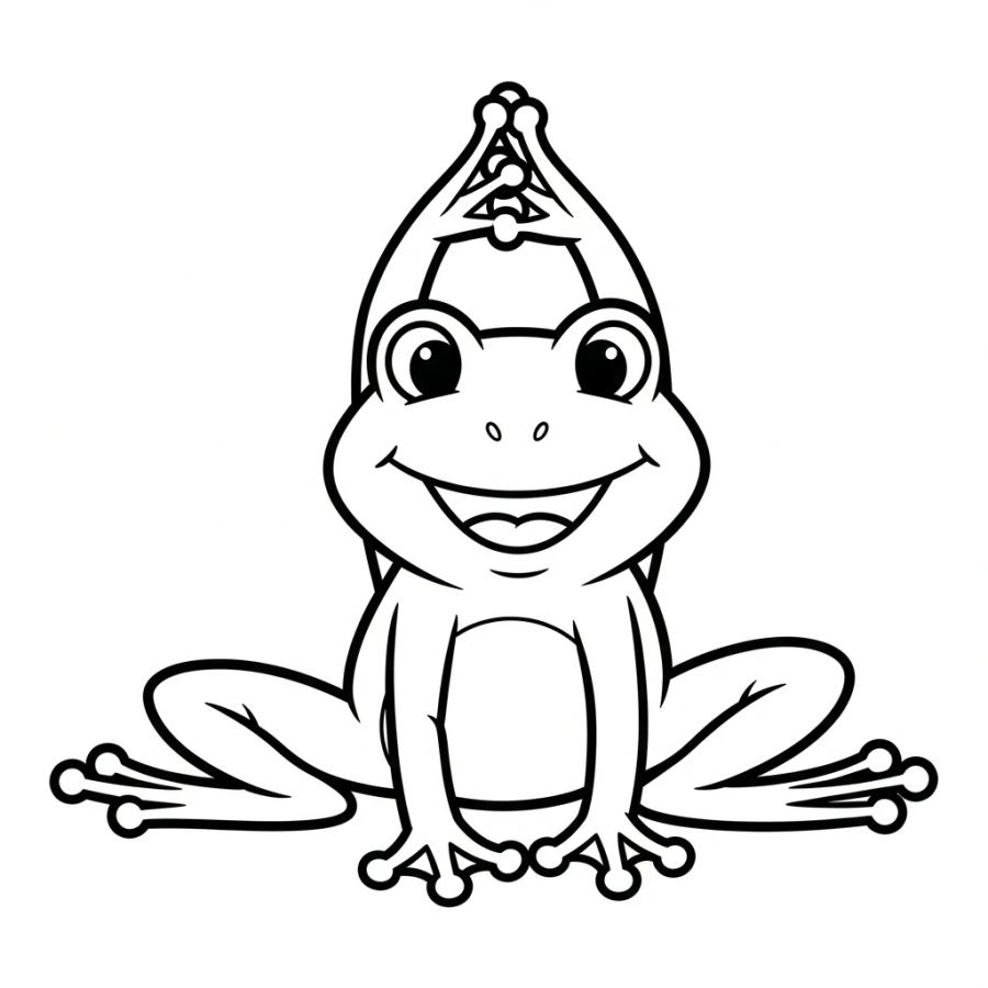 Zen Yoga Frog Stretching Coloring Page