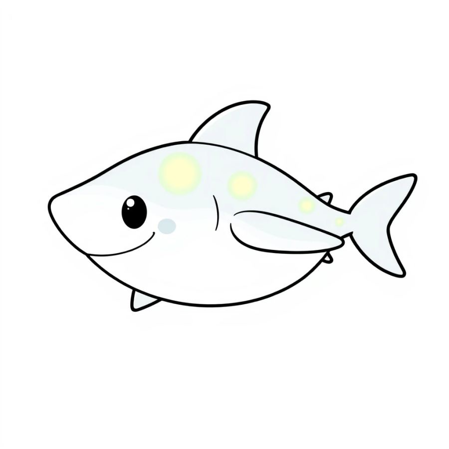 Shark With Bioluminescent Spots On Its Fins Coloring Page