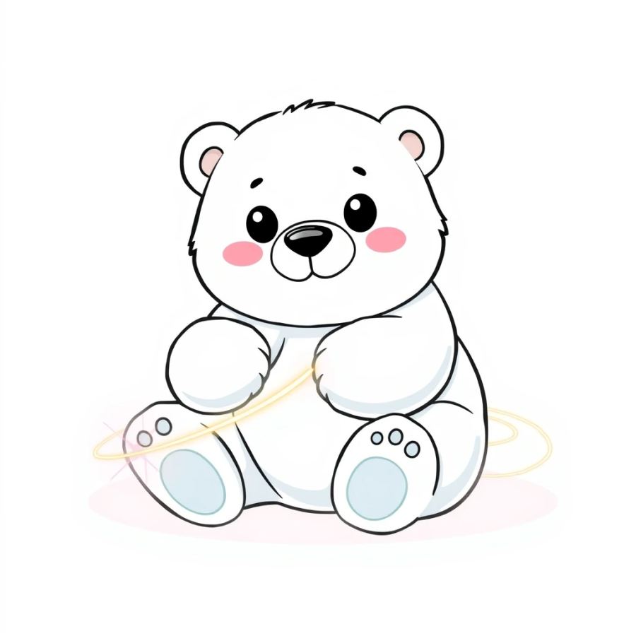 Polar Bear Catching Neon Light Trails On Its Paws Coloring Page