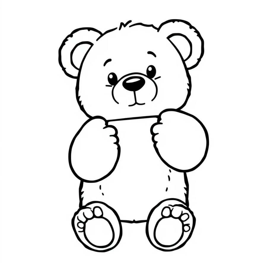 Adorable Peek-a-Boo Teddy Bear Coloring Page