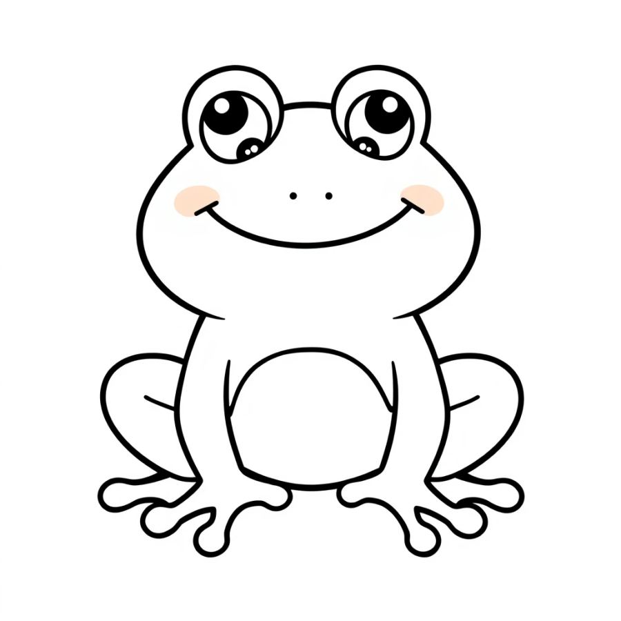 Cheerful Little Happy Frog Coloring Page