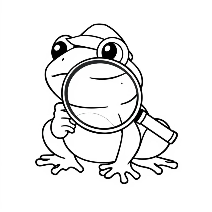 Detective Frog on the Case Coloring Page