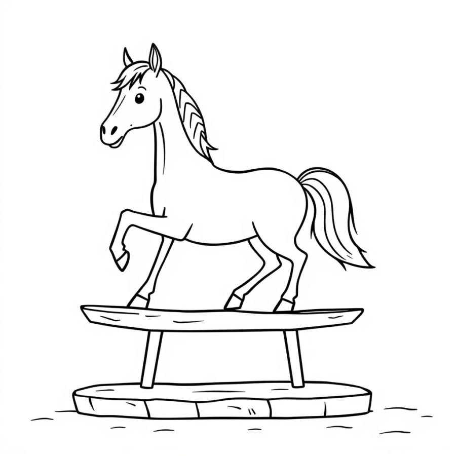 Horse Balance-Walking On A Wide Platform Coloring Page