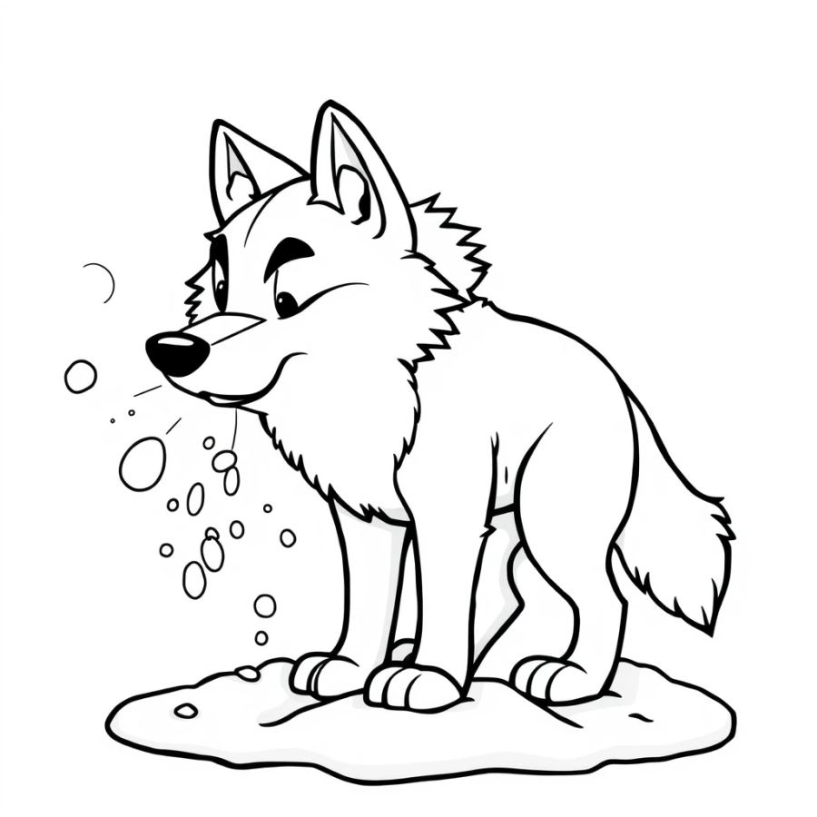 Wolf Shaking Fresh Snow Off Its Fur Coloring Page