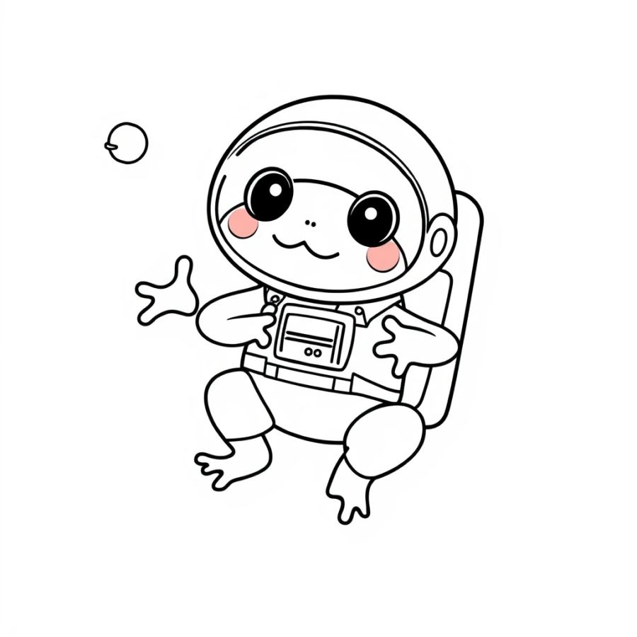 Astronaut Frog In Space Coloring Page