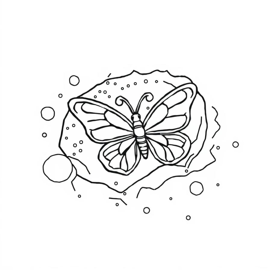 Sleeping Butterfly Tucked Into A Nebula Coloring Page