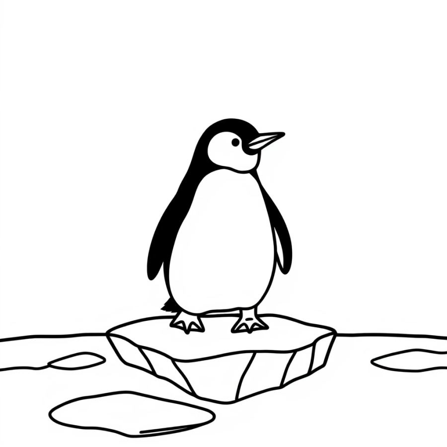 Penguin Walking On Glacier Coloring Page