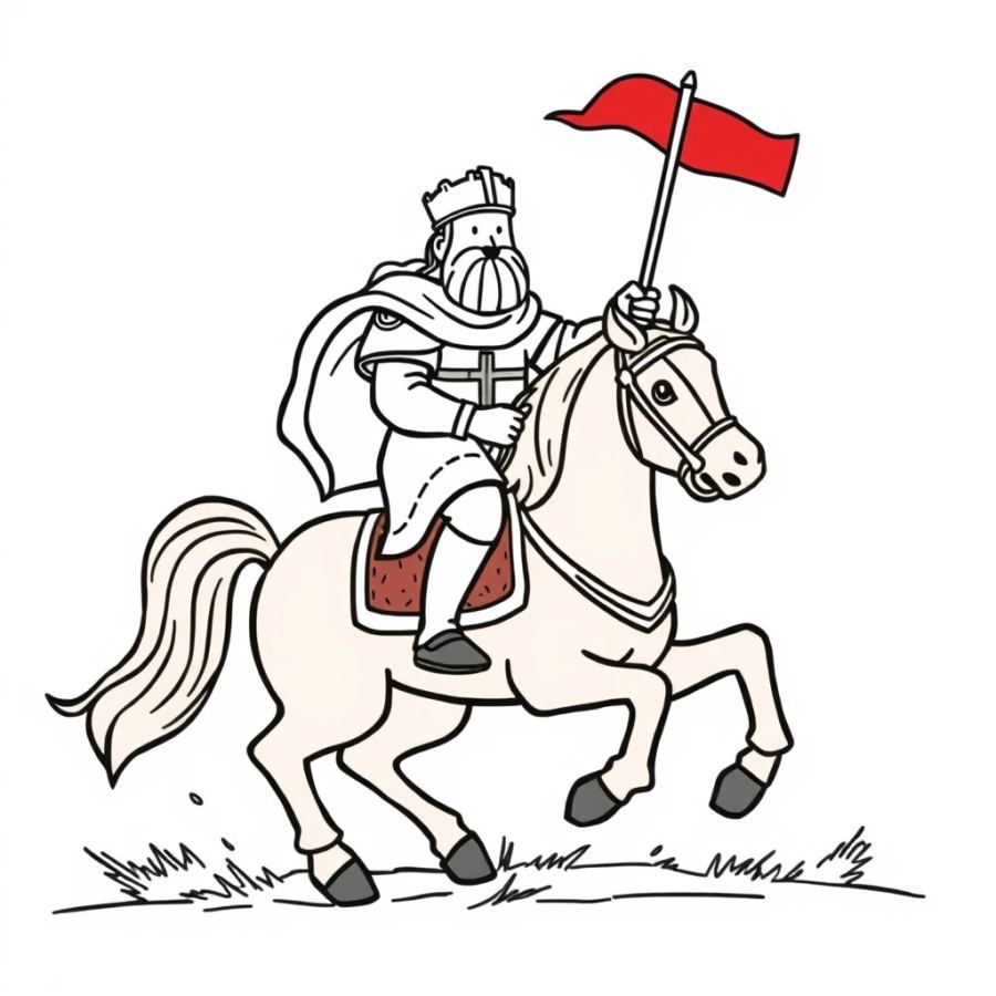 Horse Carrying A King Into Battle Coloring Page