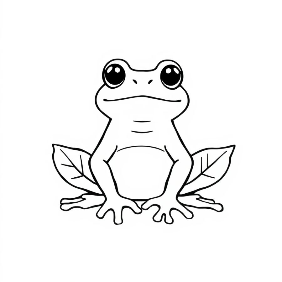 Cozy Autumn Leaf Frog Coloring Page
