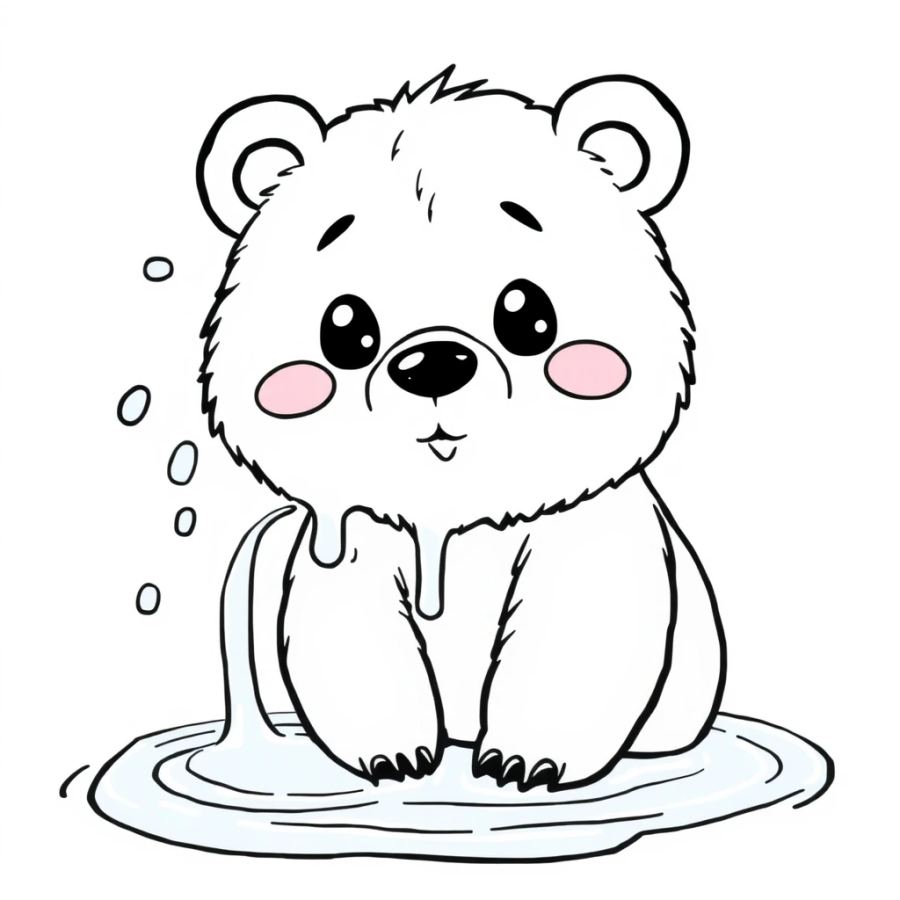 Splash and Shake! Grizzly Bear Shaking Water Coloring Page