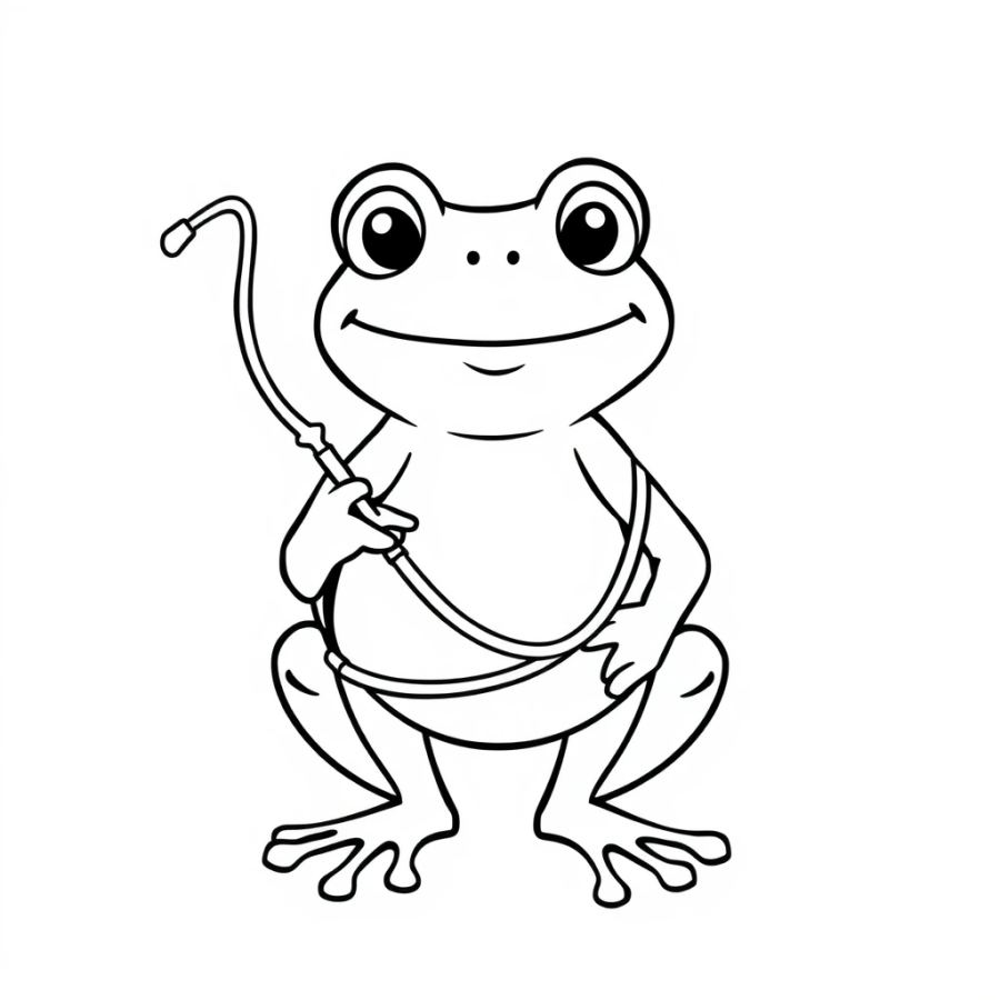 Cute Doctor Frog with Stethoscope Coloring Page