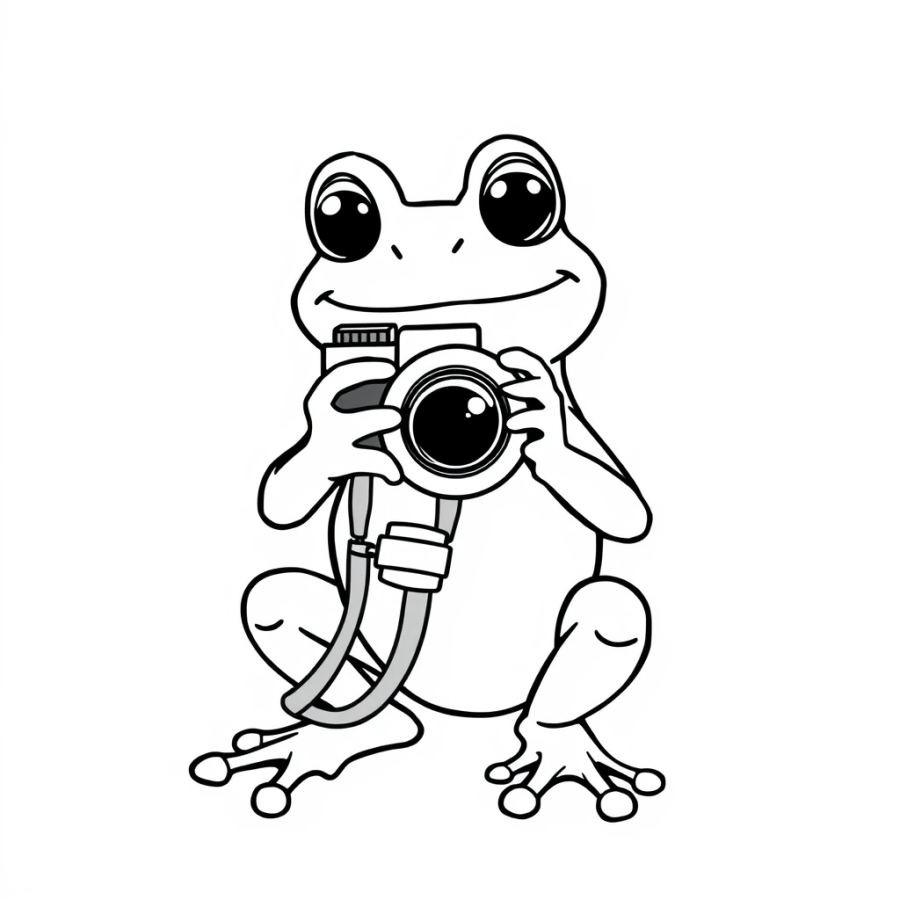 Charming Photographer Frog Coloring Page