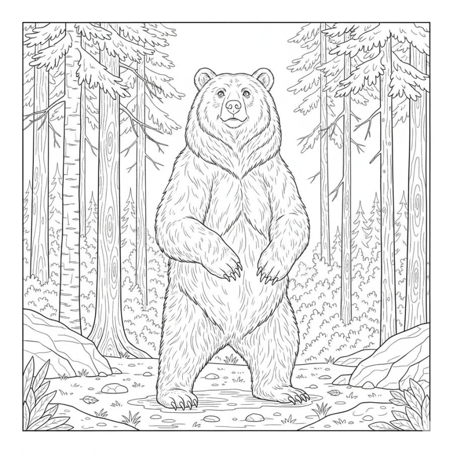 Brown Bear Standing on Hind Legs
