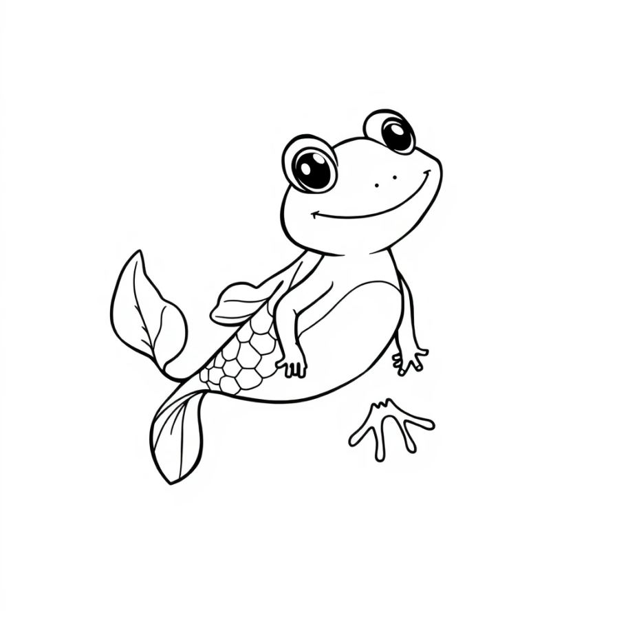 Whimsical Mermaid Frog Coloring Page