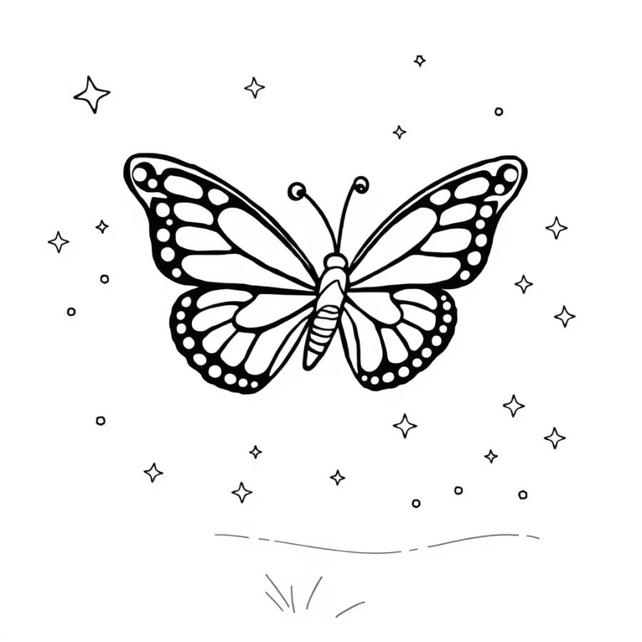 Butterfly Catching Stardust Coloring Page