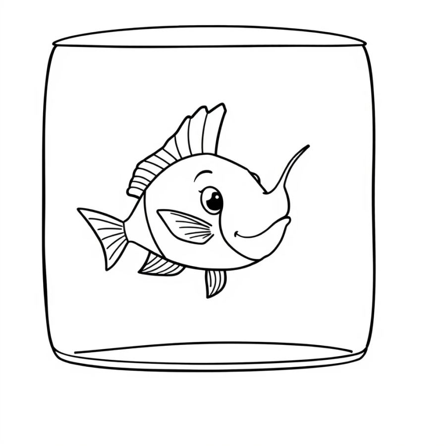 Angelfish Bumping Its Nose Against A Crystal-Clear Glass Wall Coloring Page