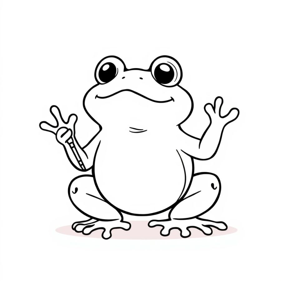 Joyful Singing Frog Coloring Page