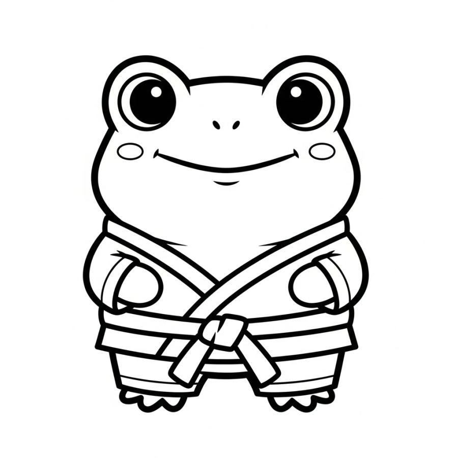 Martial Arts Karate Frog Coloring Page