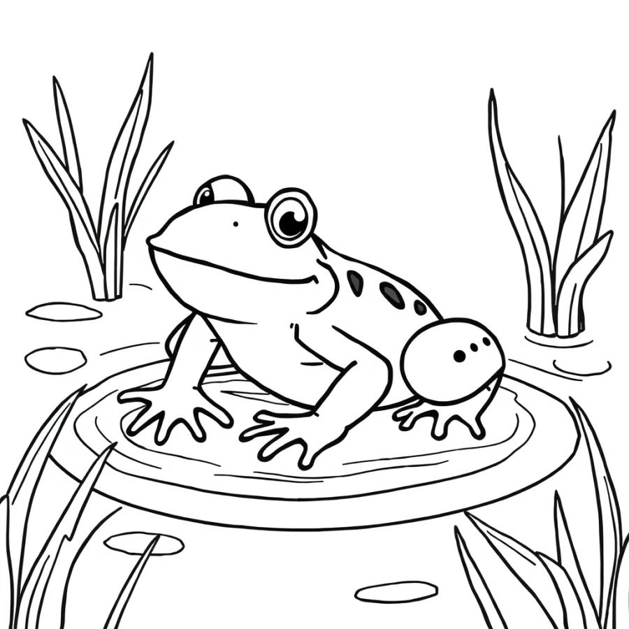 Adventures in the Swamp: Cute Frog Explorer Coloring Page