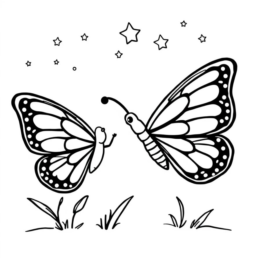 Butterfly Guiding A Comet Coloring Page