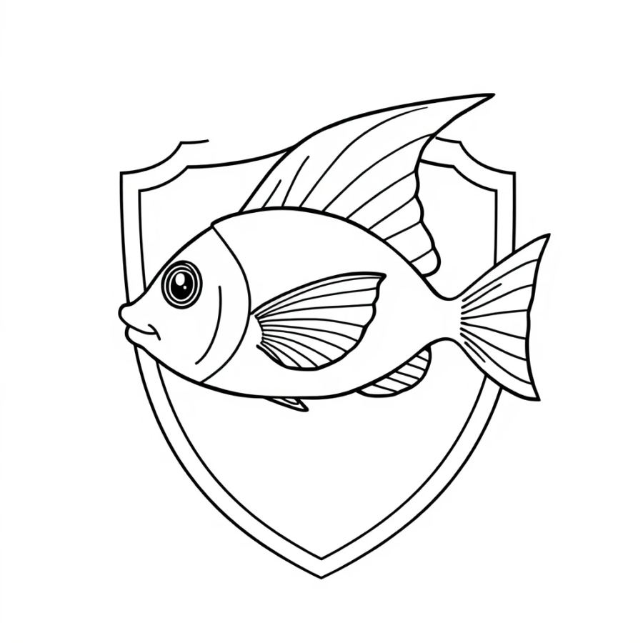 Angelfish Swimming Parallel To A Perfectly Reflective Silver Shield Coloring Page