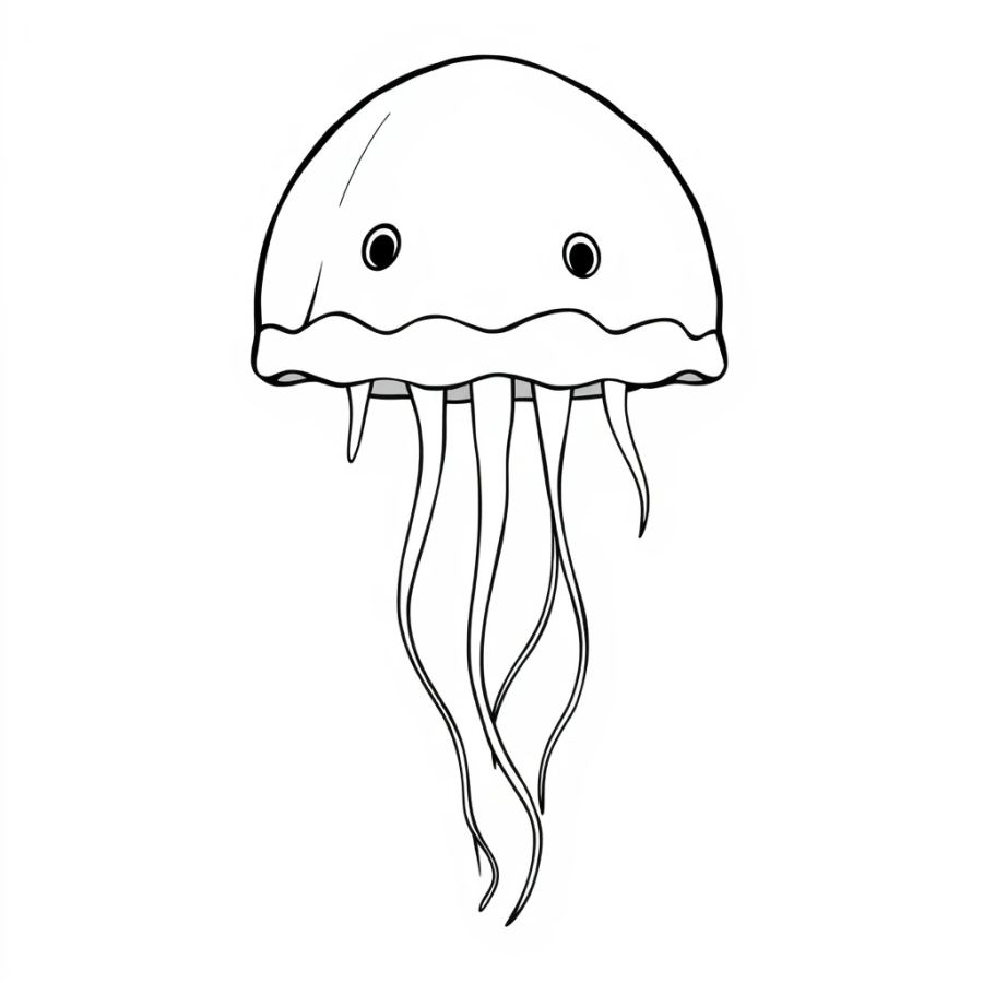 Jellyfish Shaped Like A Floating Helium Balloon Coloring Page