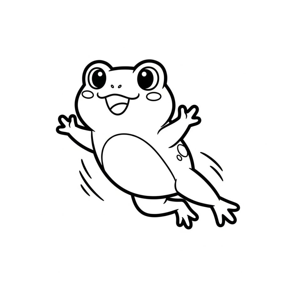 Leap into Fun: Giant Leaping Frog Coloring Page